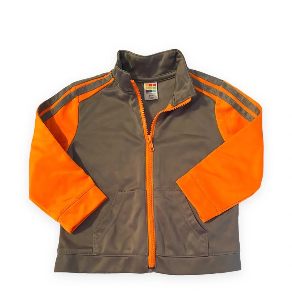 24 month boys Silverish Gray and Orange Track Suit